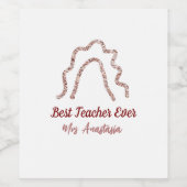 Peach marron glitter rainbow teacher appreciation wijn etiket (Enkel label)