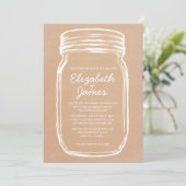 Peach  Mason Jar Wedding Invitations Kaart (Staand voorkant)