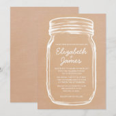 Peach  Mason Jar Wedding Invitations Kaart (Voorkant / Achterkant)