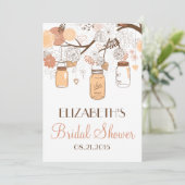 Peach Mason Jars Bridal Shower Kaart (Staand voorkant)
