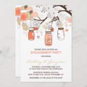 Peach Mason Jars Engagement Party Kaart (Voorkant / Achterkant)