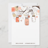 Peach Mason Jars Spring Baby shower Invitation Kaart (Achterkant)