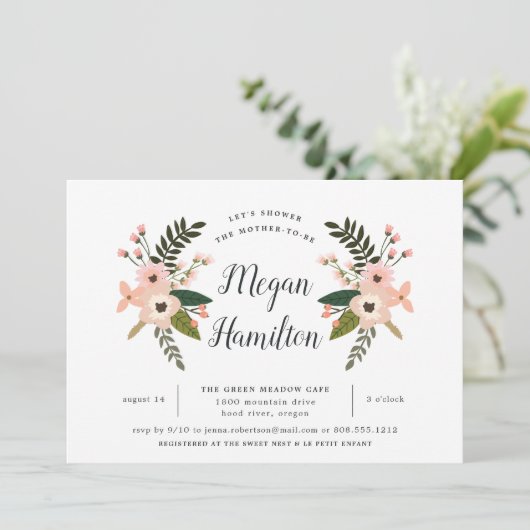 Peach Meadow Baby shower Invitation Kaart (Staand voorkant)