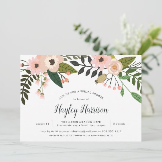 Peach Meadow | Bridal Shower-uitnodiging Kaart (Staand voorkant)