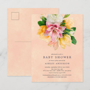 Peach Meadow Floral Baby shower Invitation Briefkaart