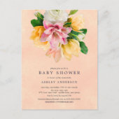Peach Meadow Floral Baby shower Invitation Briefkaart (Voorkant)