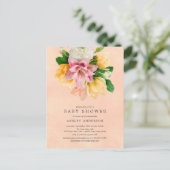 Peach Meadow Floral Baby shower Invitation Briefkaart (Staand voorkant)