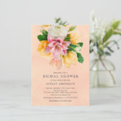 Peach Meadow Floral Bridal Shower Invitation Kaart (Staand voorkant)
