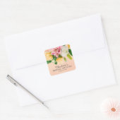 Peach Meadow Floral Vrijgezellenfeest Vierkante Sticker (Envelop)