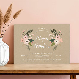 Peach Meadow Kraft Baby shower Kaart