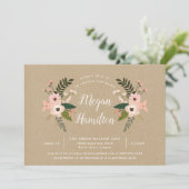 Peach Meadow Kraft Bridal Showuitnodiging Kaart (Staand voorkant)