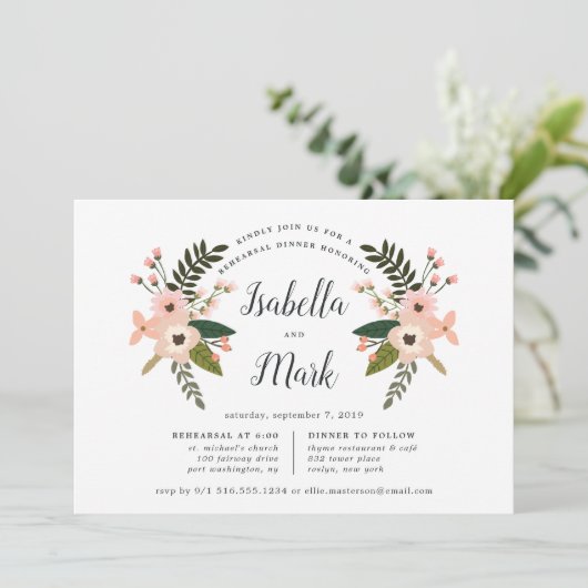 Peach meadow rehearings Dinner Invitation Kaart (Staand voorkant)