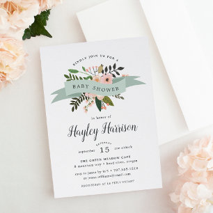 Peach Meadow   Uitnodiging tot Baby shower