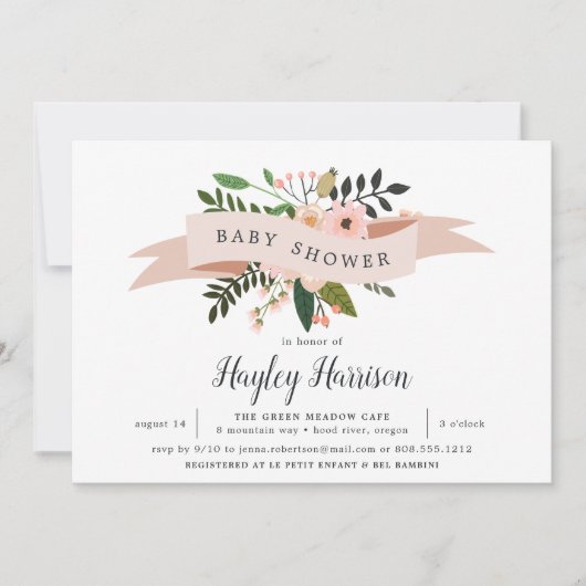 Peach Meadow | Uitnodiging tot Baby shower (Voorkant)