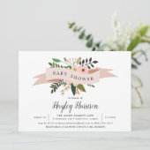 Peach Meadow | Uitnodiging tot Baby shower (Staand voorkant)