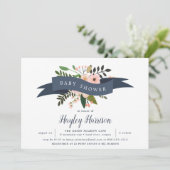 Peach Meadow | Uitnodiging tot Baby shower (Staand voorkant)