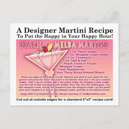 Peach Melba Martini Recept Briefkaart (Voorkant)