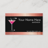 Peach Metallic Bartender Visitekaartje Martini (Voorkant)