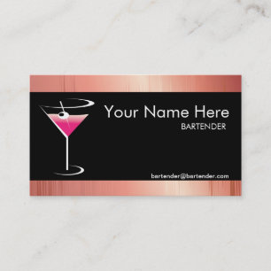 Peach Metallic Bartender Visitekaartje Martini