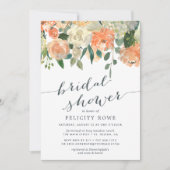 Peach Midzomer Floral | Bridal Shower-uitnodiging Kaart (Voorkant)