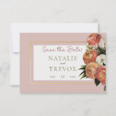 Peach Mimosa Blooms Floral Save the Date Kaart (Voorkant)