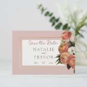 Peach Mimosa Blooms Floral Save the Date Kaart (Staand voorkant)