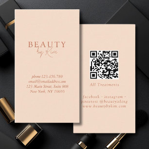 Peach Minimal Elegant, Salon QR-code Visitekaartje