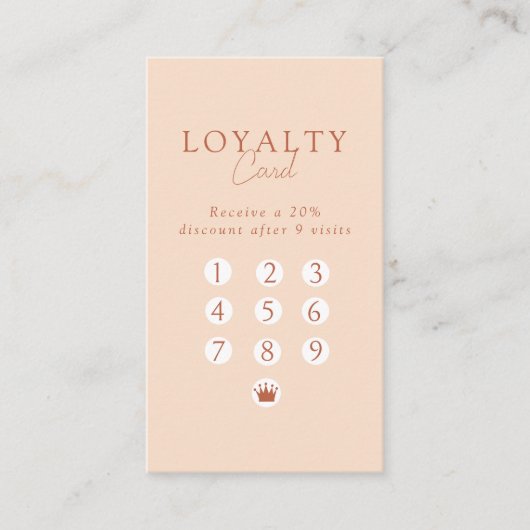 Peach Minimal Salon QR Code Loyalty Visitekaartje (Voorkant)