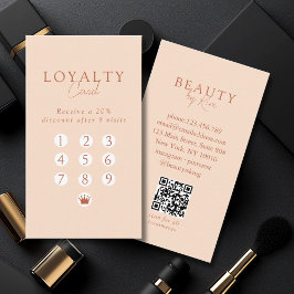 Peach Minimal Salon QR Code Loyalty Visitekaartje
