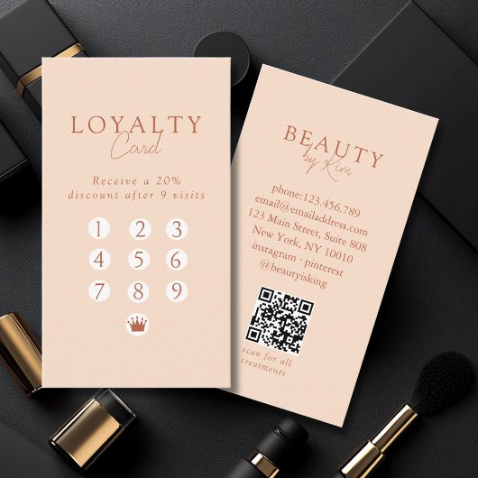 Peach Minimal Salon QR Code Loyalty Visitekaartje
