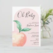 Peach minimalist Baby shower Invitation Kaart (Staand voorkant)