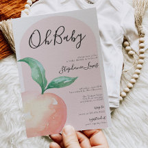 Peach minimalist Baby shower Invitation