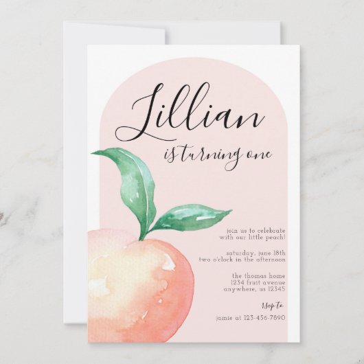 Peach minimalist Birthday Party Invitation Kaart (Voorkant)
