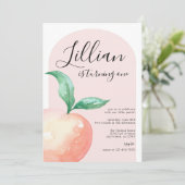 Peach minimalist Birthday Party Invitation Kaart (Staand voorkant)