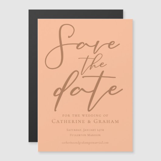 Peach Minimalist Summer Save the Date Magnet Kaart (Voorkant / Achterkant)