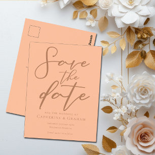 Peach Minimalist Typography Summer Save the Date Briefkaart