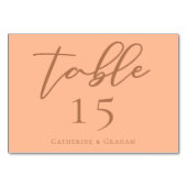 Peach minimalistisch script trendy zomer bruiloft kaart (Achterkant)