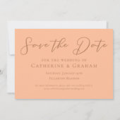 Peach minimalistisch Verloving foto Save The Date (Achterkant)