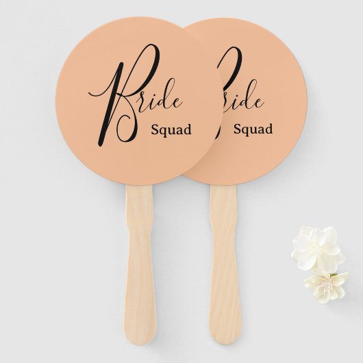 Peach minimalistische bruid handwaaier (Voorkant en achterkant)