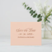 Peach Minimalistische Typografie Save the Date Briefkaart (Staand voorkant)