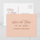 Peach Minimalistische Typografie Save the Date Briefkaart (Voorkant / Achterkant)