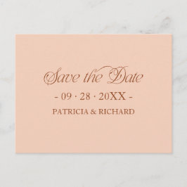 Peach Minimalistische Typografie Save the Date Briefkaart
