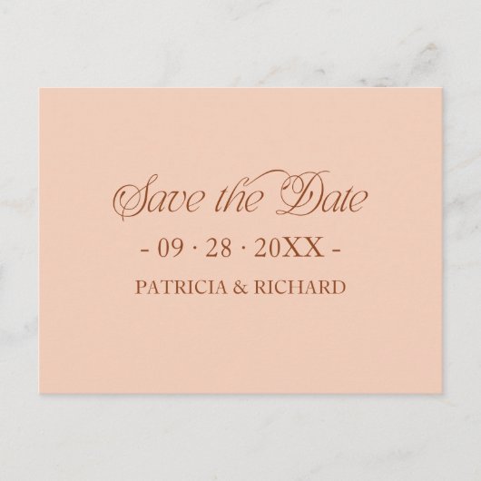 Peach Minimalistische Typografie Save the Date Briefkaart (Voorkant)