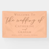 Peach minimalistische typografie Welkom op onze br Spandoek (Horizontaal)