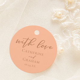 Peach minimalistische typografie zomer bruiloft bedankjes labels