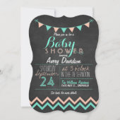 Peach & Mint Bunting Flag Chalkboard Baby shower Kaart (Voorkant)