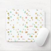 Peach, Mint en Gold Stars Confetti Monogram Muismat (Met muis)