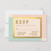 Peach Mint + Gold Foil RSVP | BRUILOFTEN (Voorkant)