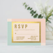Peach Mint + Gold Foil RSVP | BRUILOFTEN (Staand voorkant)