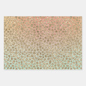 Peach Mint Gold Glitz Sparkle Animal Prints Inpakpapier Vel (Voorkant 2)
